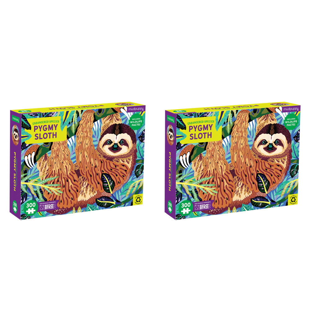 Mudpuppy 300pc Mudpuppy Jigsaw Puzzle 61x46cm Pygmy Sloth Kids Educational Game 7y+ (2 Pack)