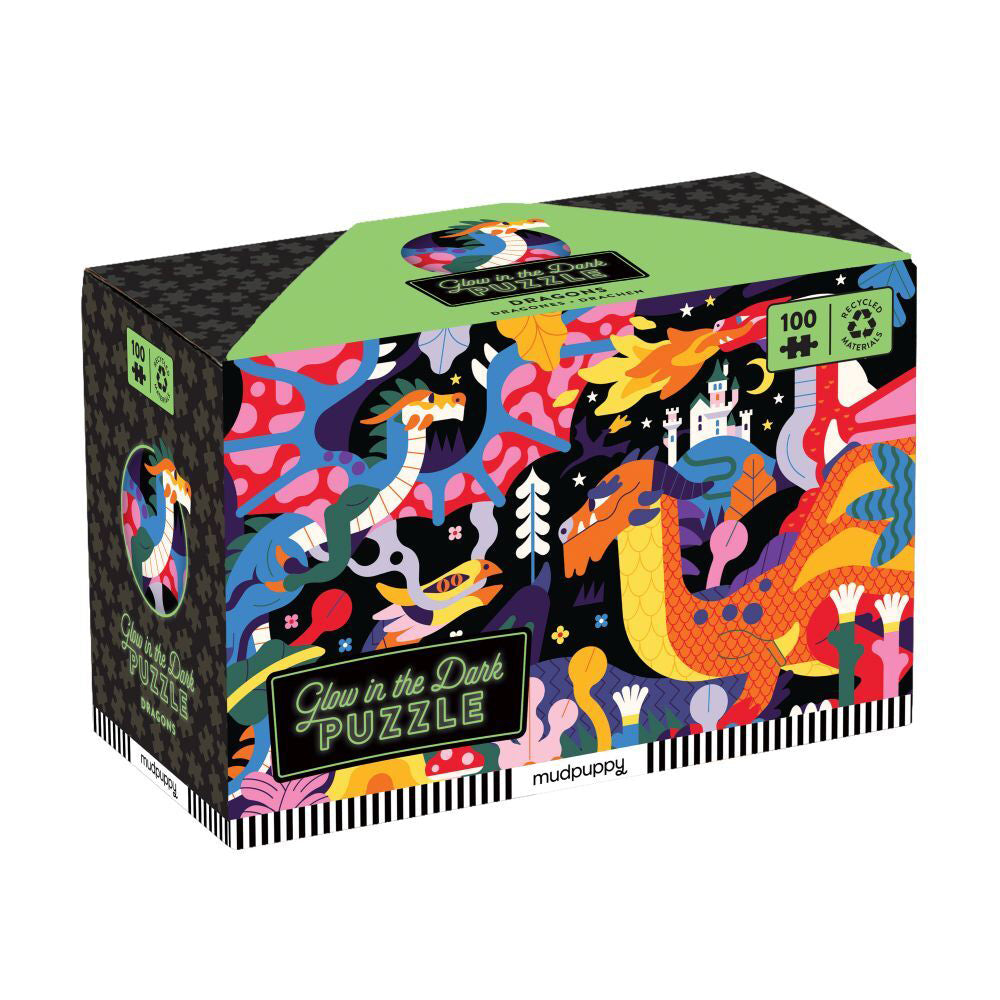 Mudpuppy 100pc Mudpuppy Glow Jigsaw Puzzle 46x30.5cm Educational Fun Game Dragons 5+ (2 Pack) — image 2