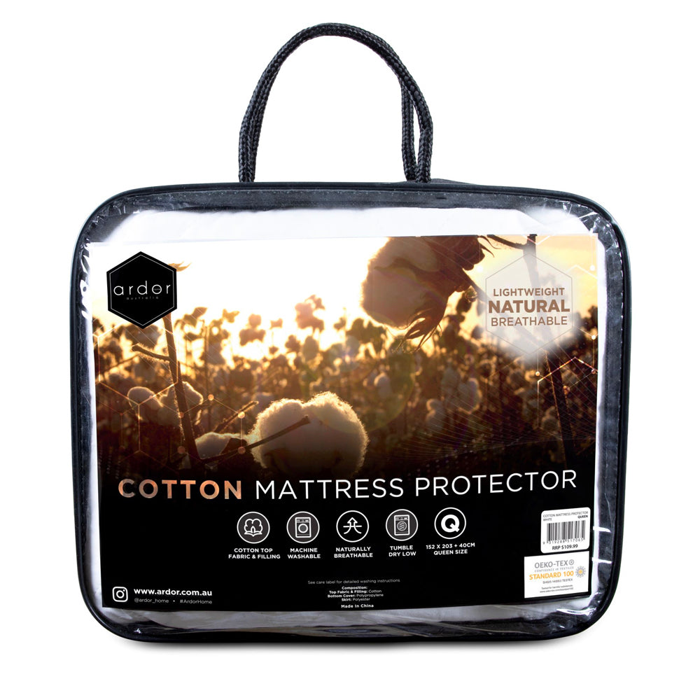 Ardor Queen Bed Breathable Cotton Mattress Home Bedding Protector/Lining White — image 3