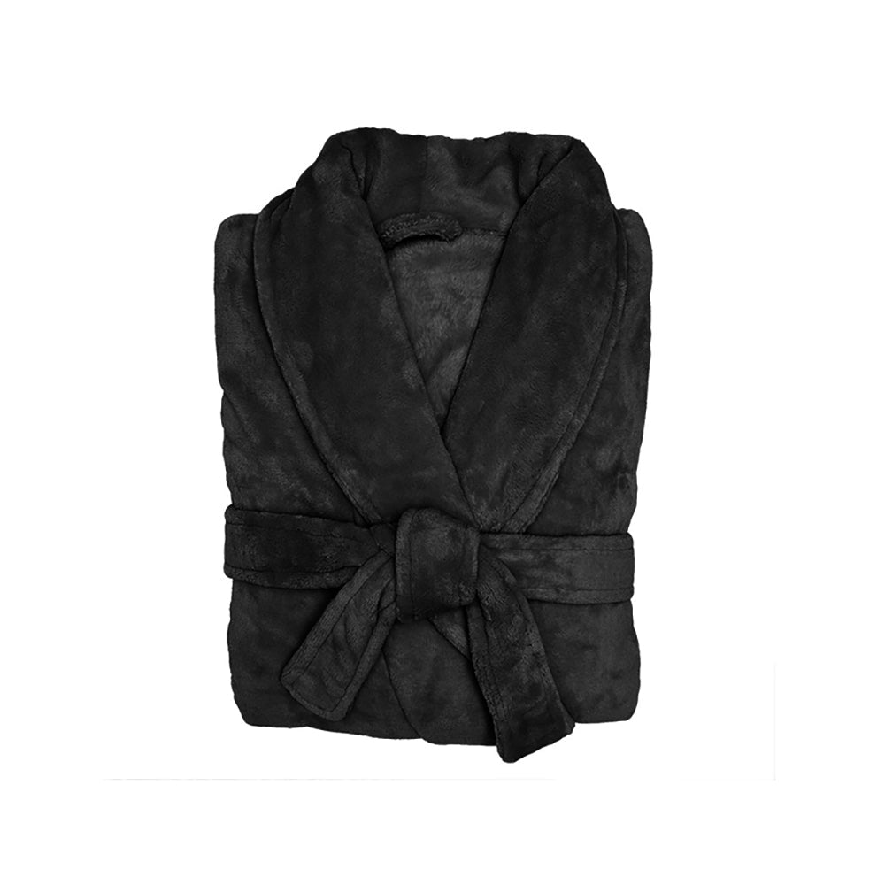 Bambury Size S/M Soft Microplush Bedroom/Bathroom Robe Home Living — Black