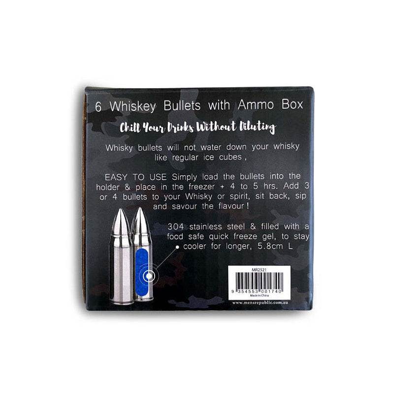 Men's Republic Alcohol/Whiskey Reusable Ice Stones Bullet Shaped Set (6 Pieces) — image 5