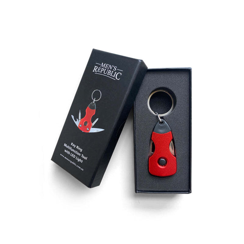 Men's Republic Stylish Key Ring Multi Tool With LED Light DIY Home Gift Set Red — image 3
