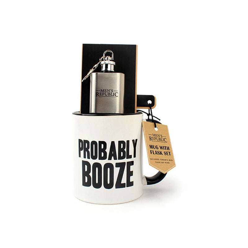 Men's Republic Probably Booze Novelty Funny Drinking Coffee Mug/Keyring Gift Set