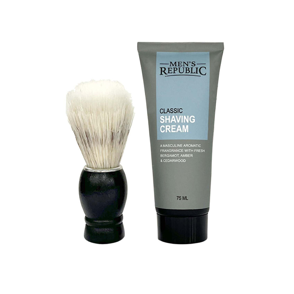 Men's Republic Coffee/Tea Drink Mug with Shaving Cream and Beard Brush Gift Set — image 2
