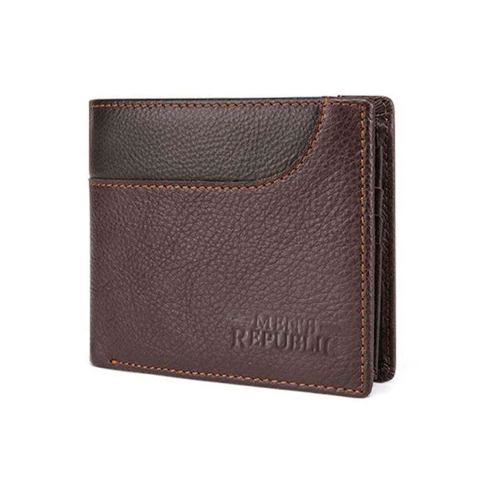 Men's Republic Genuine Leather Bifold RFID Protected Money Wallet - Coffee — image 3