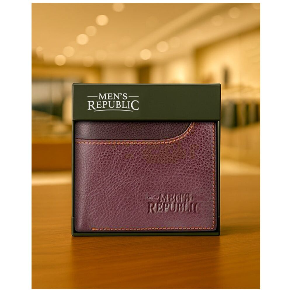 Men's Republic Genuine Leather Bifold RFID Protected Money Wallet - Coffee — image 5