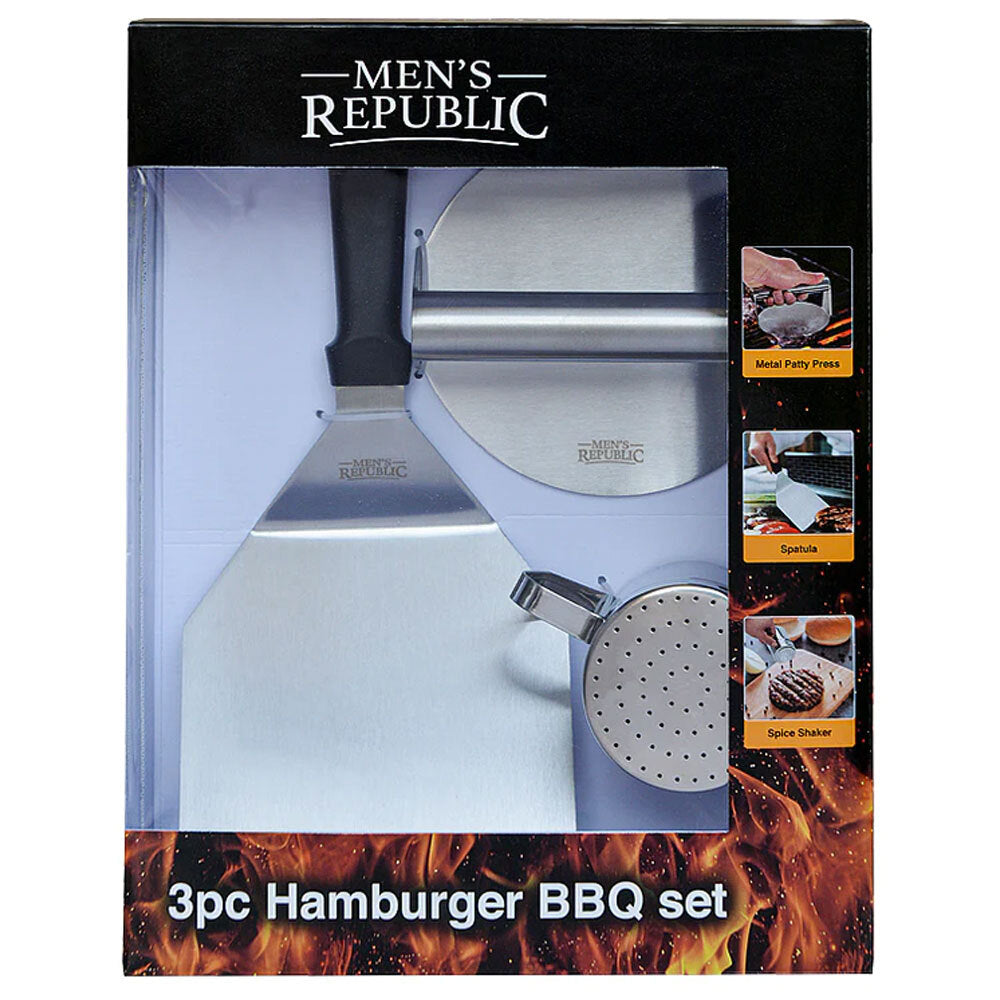 Men's Republic Premium Hamburger BBQ Stainless Steel Tools Grilling Set (3 Pieces)