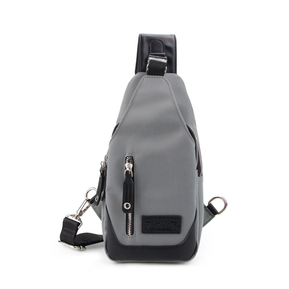Men's Republic Men’s Republic Nylon Single Strap Backpack Crossbody Bag- Grey & Black