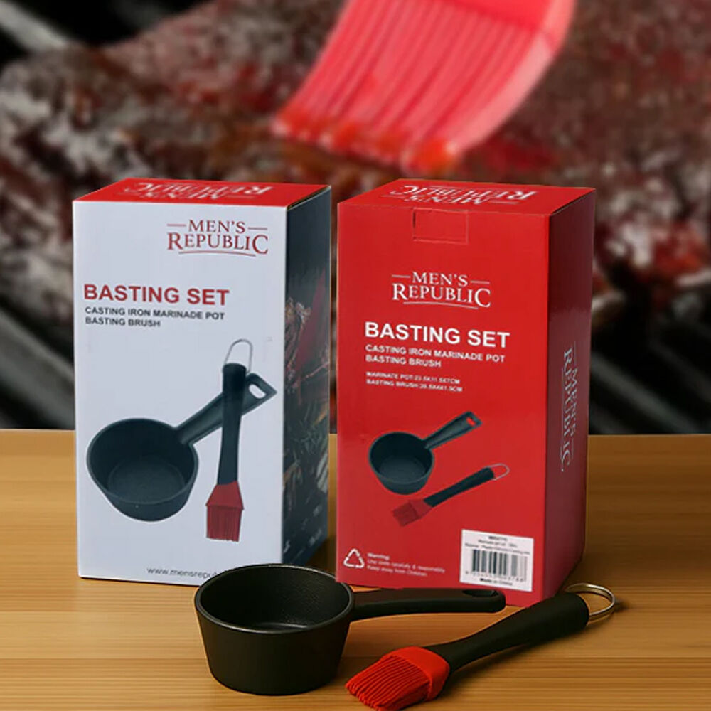 Men's Republic Men’s Republic Basting Set with Cast Iron Pot and Brush for BBQ - Black — image 6