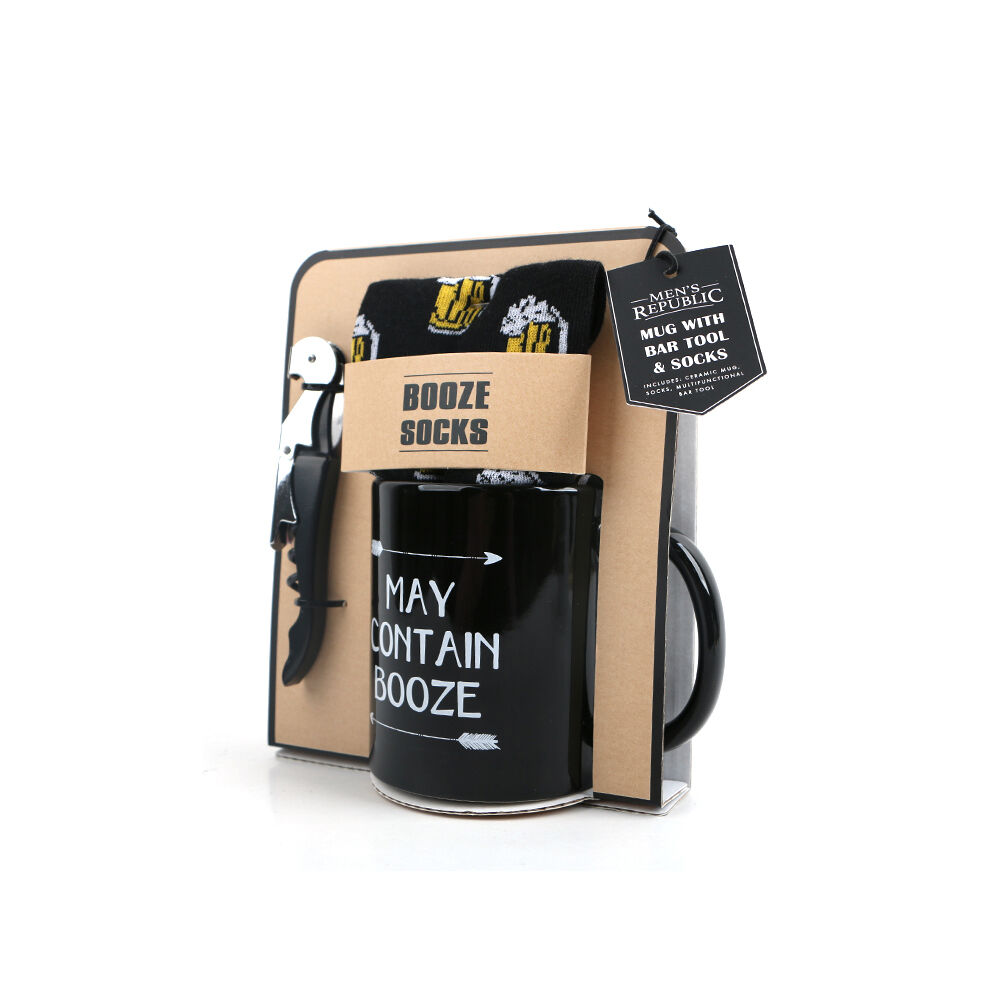 Men's Republic Beer Mug Set with Ceramic Socks and Bar Multitool - Black — image 2