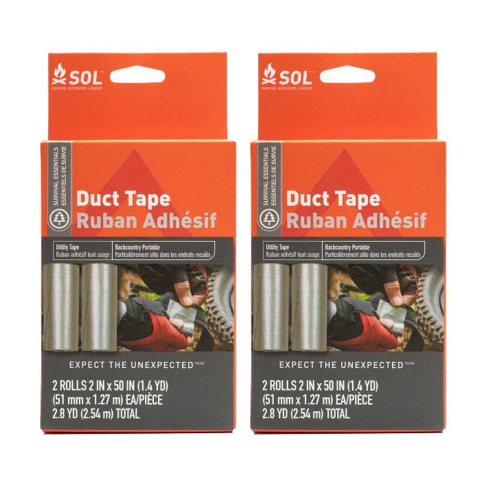 Sol 2pc SOL Duct Tape Industrial Strength Backcountry Portable 2 Inch x 50 (2 Pack)