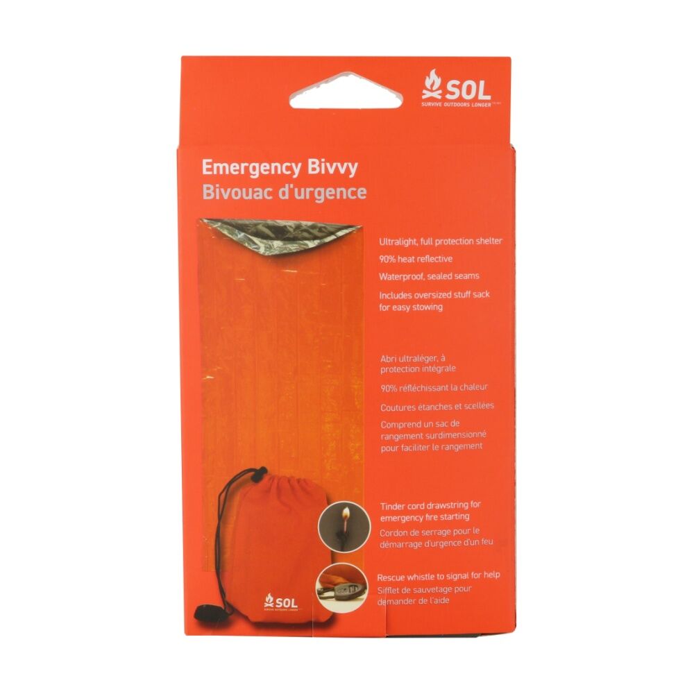Sol Emergency Bivvy 90 Percent Heat Reflective Waterproof Rescue Whistle Orange — image 2