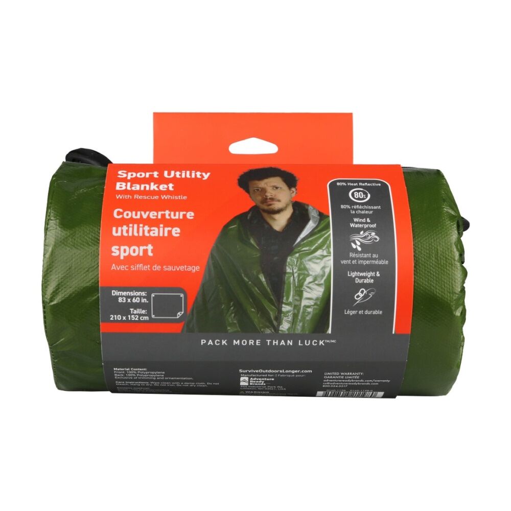 Sol Sport Utility Blanket Reflective Waterproof With Grommets Whistle 210x152cm