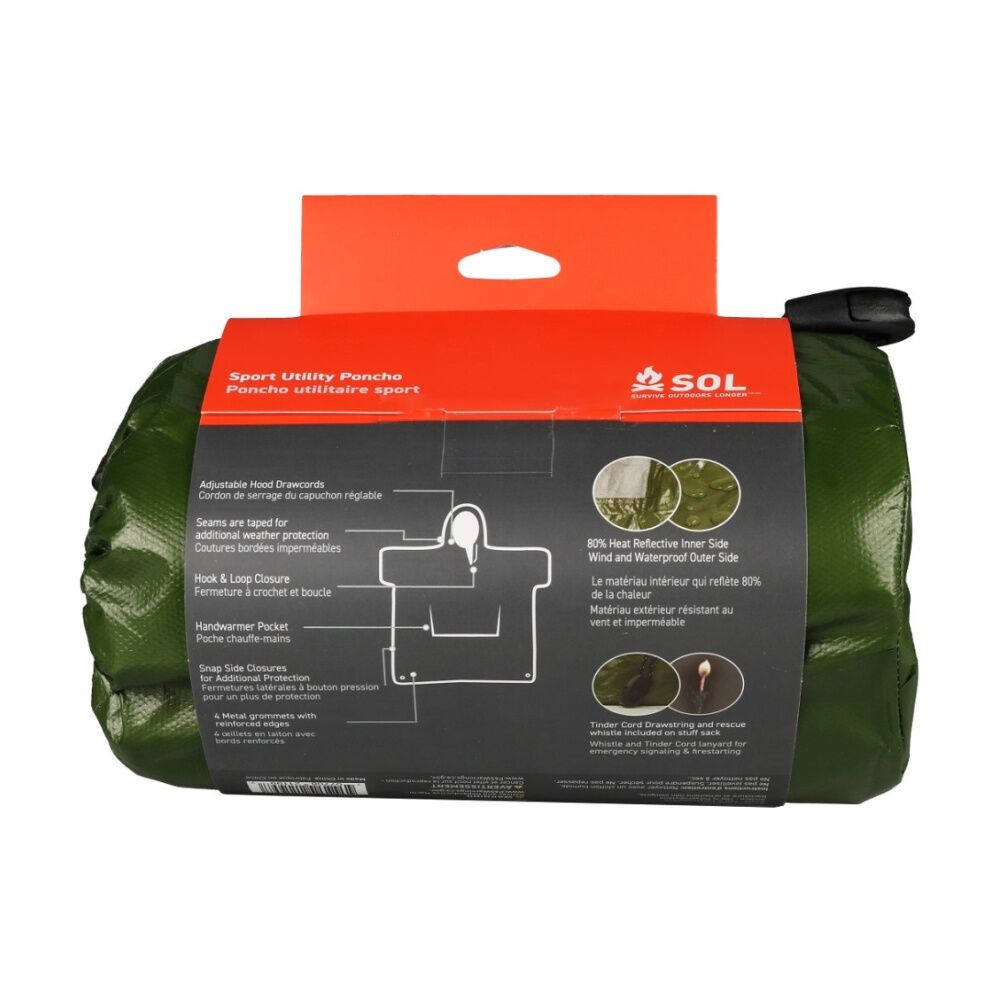 Sol Sport Utility Poncho Tear-Resistant Waterproof Heat Reflective 132 x 102cm — image 2