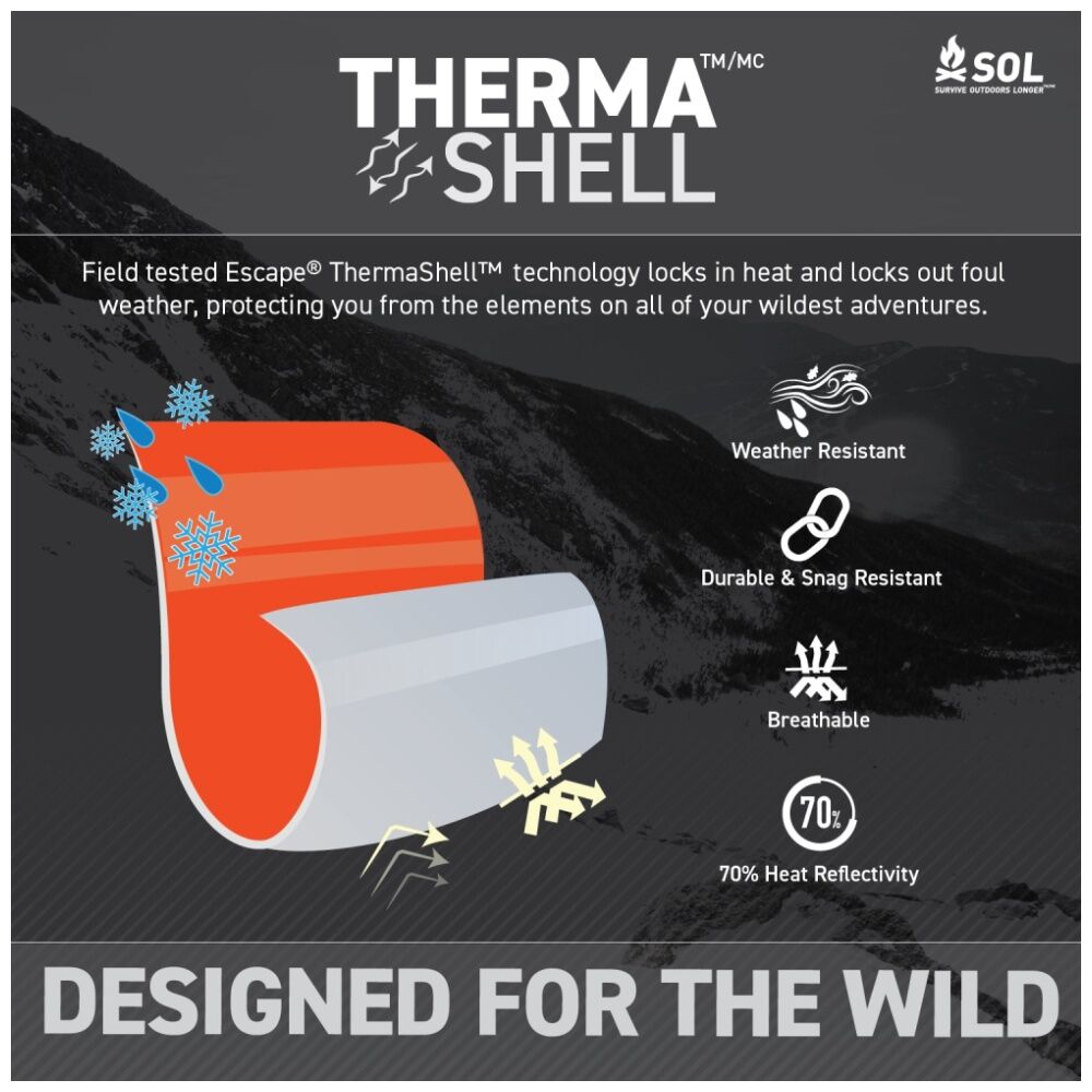 Sol Bivvy With Hood Heat Reflective Water-Resistant 78cm x 213cm Orange — image 2