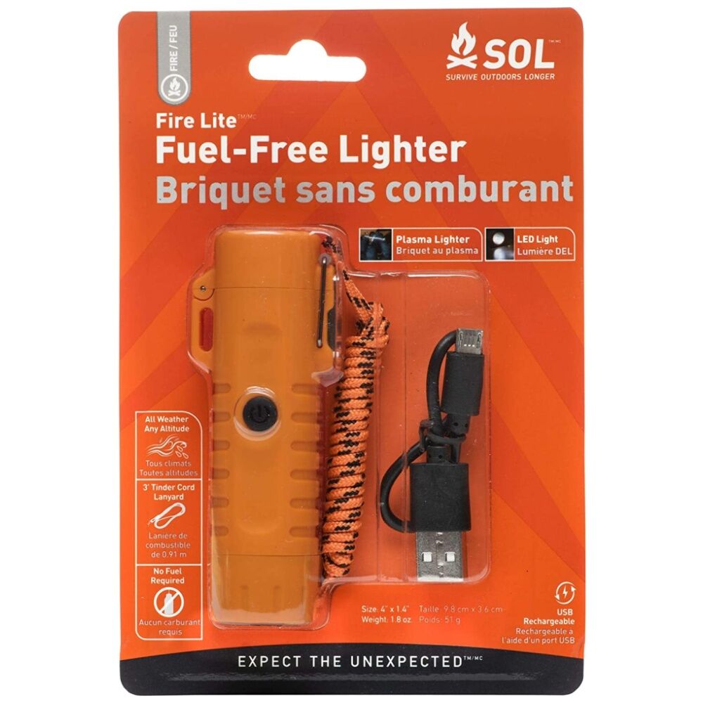 Sol Fire Lite Fuel-Free Lighter Dual Arc Waterproof USB Rechargeable 100lm LED