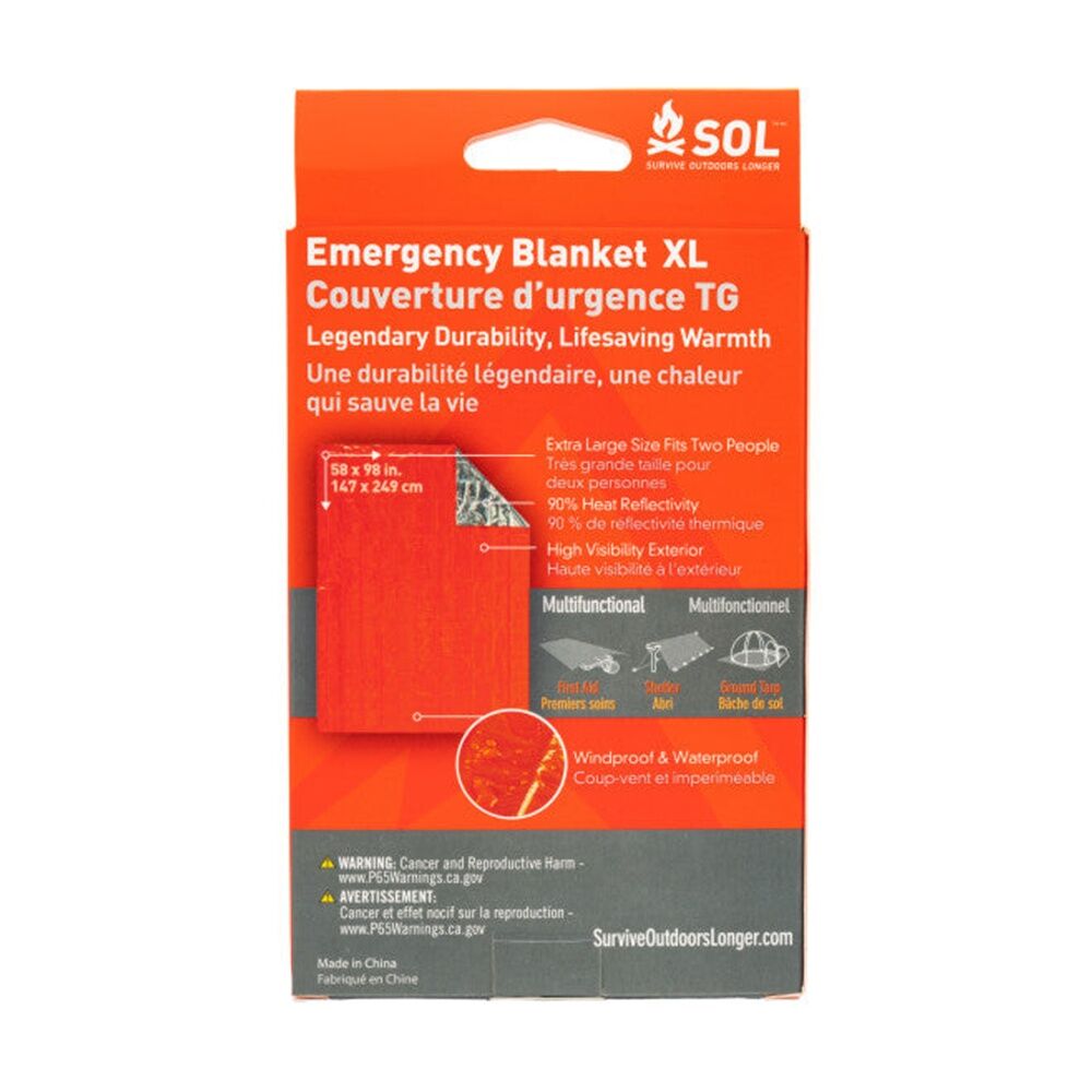 Sol Emergency Blanket XL Heat Reflective Orange 147x249cm Durable Waterproof (2 Pack) — image 3