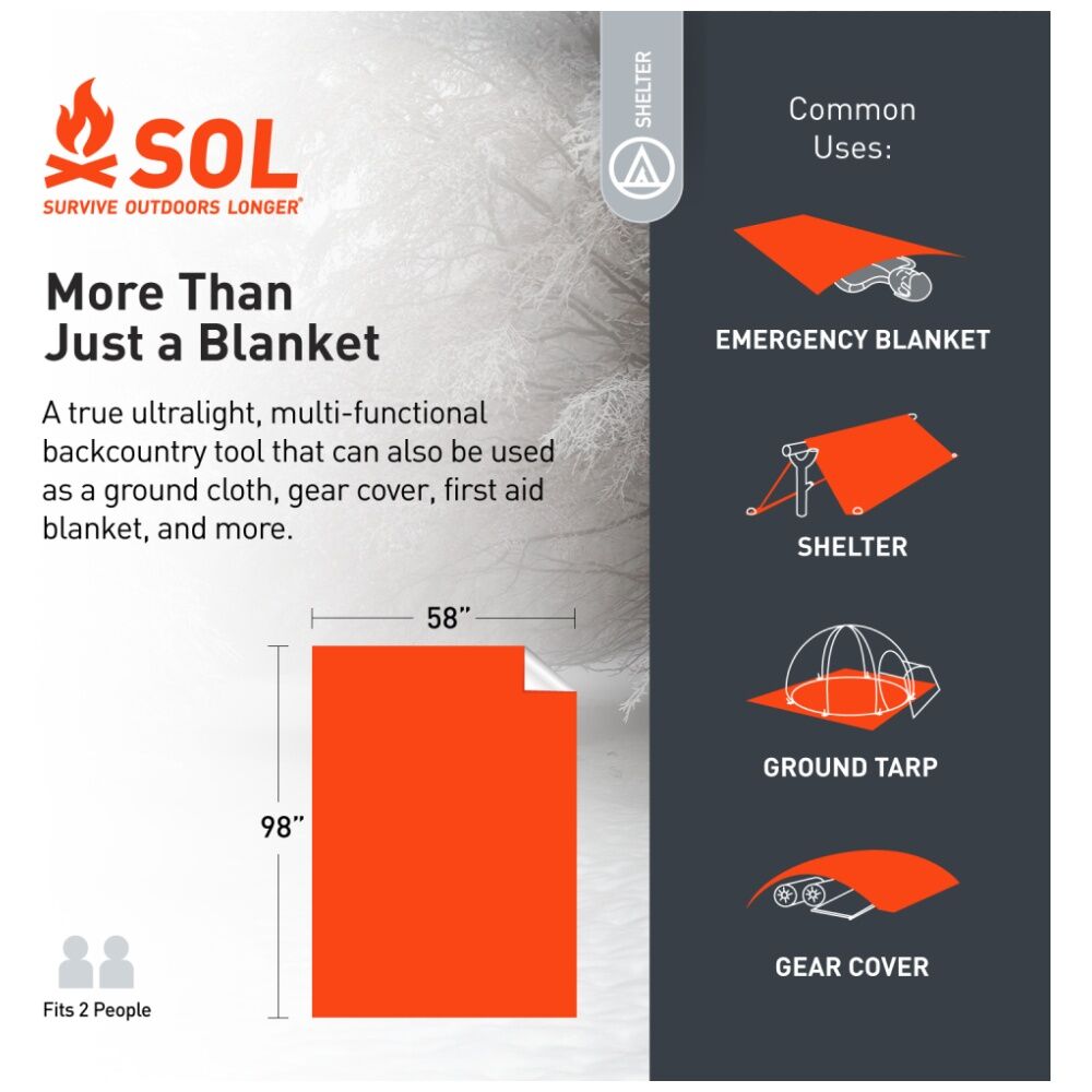 Sol Emergency Blanket XL Heat Reflective Orange 147x249cm Durable Waterproof (2 Pack) — image 4