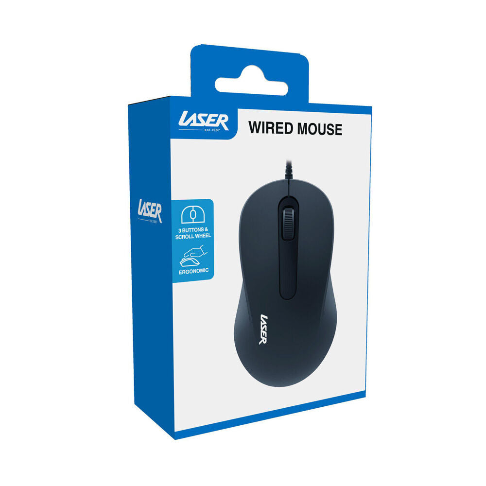 Laser Ergonomic USB Wired Mouse Portable Plug and Play Black — image 10