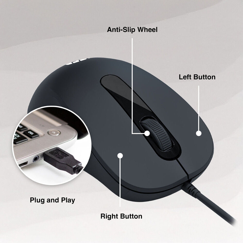 Laser Ergonomic USB Wired Mouse Portable Plug and Play Black — image 7