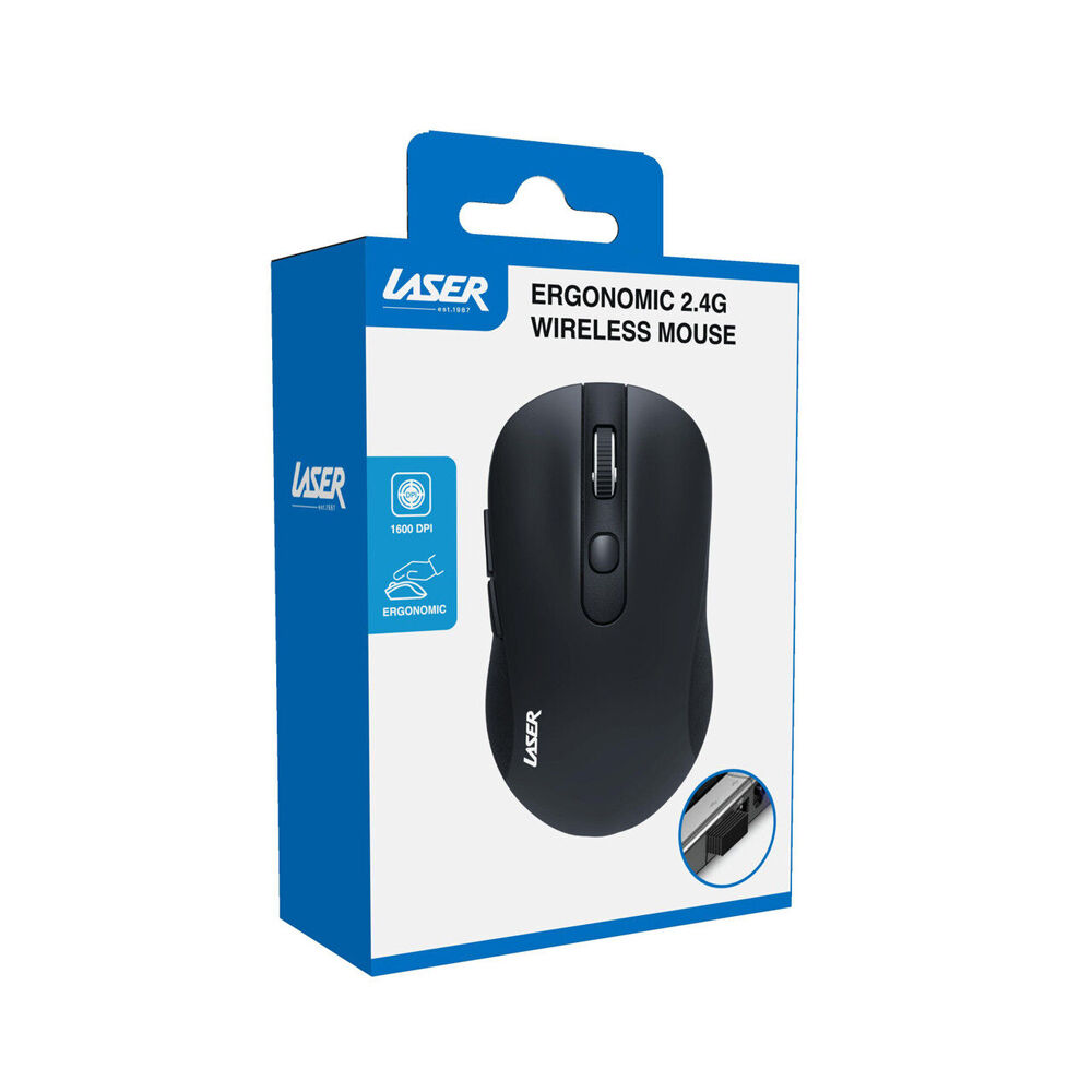Laser Black Ergonomic Wireless USB Mouse for PC Laptop Desktop Mac Windows — image 5
