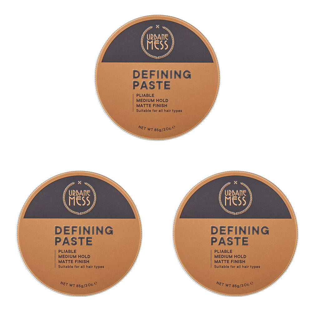 Urbane Mess Defining Paste 85G Hair Care/Styling Fashion Gel Strong Hold (3 Pack)