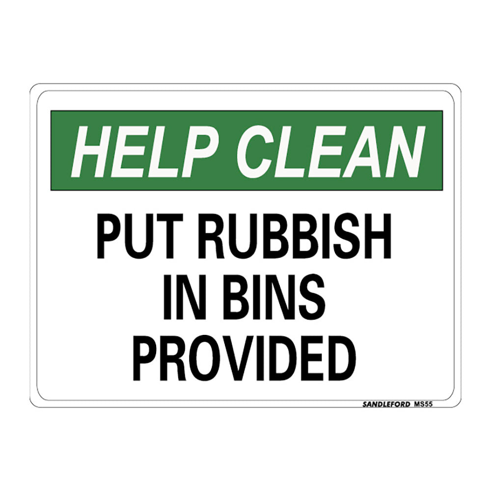 Sandleford Put Rubbish In Bins Provided Medium Sign 225x300x1mm Polypropylene — image 2