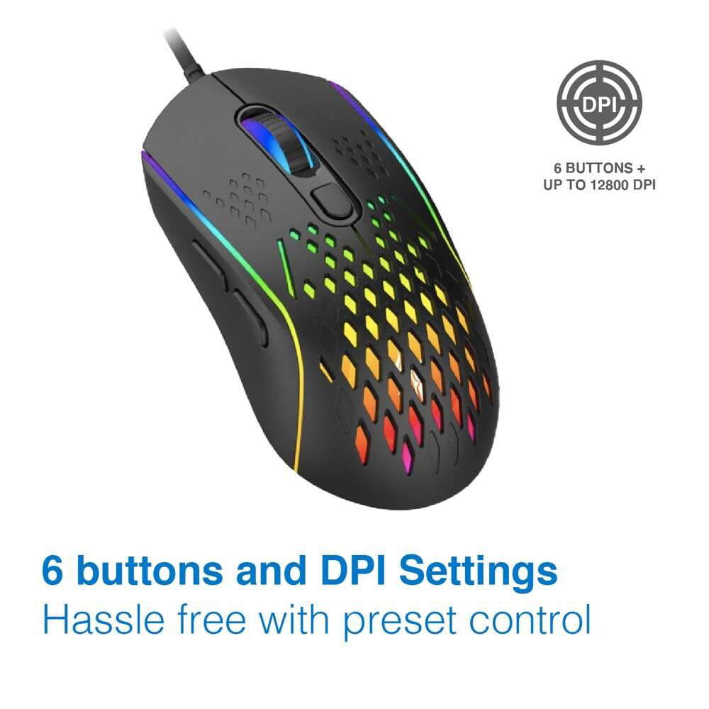 Laser Gaming Laser Wired Gaming RGB LED Mouse 12800 DPI Optical For PC/Laptop Computer Black