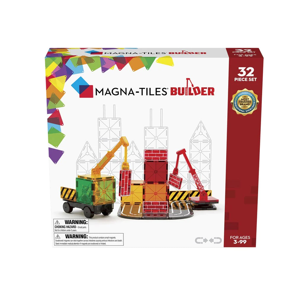 Magna-Tiles Builder Kids/Childrens Magnetic Construction Toy Set 3y+ (32 Pieces)