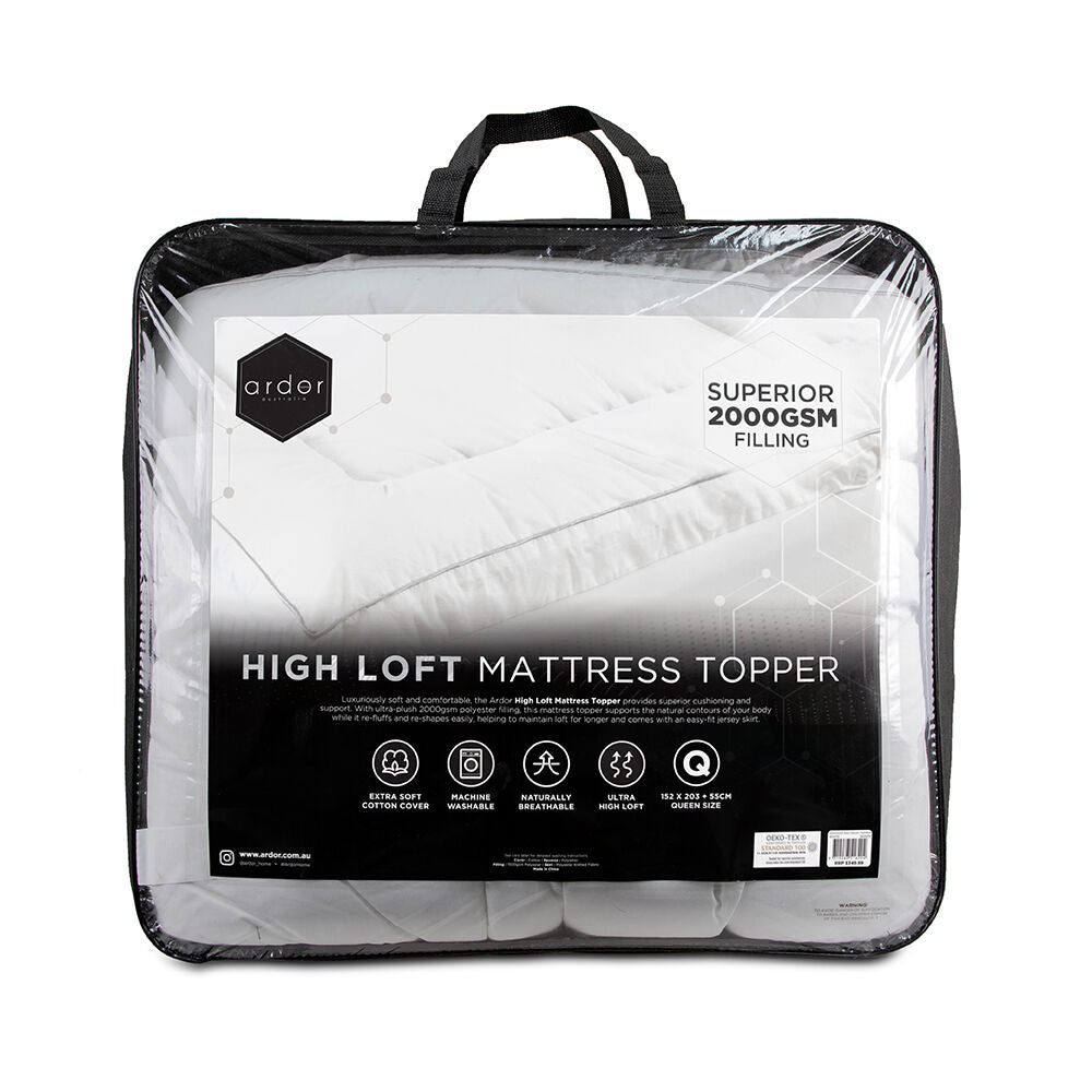 Ardor 2000GSM King Bed Mattress Topper Standard Microfibre Home Bedding White — image 2