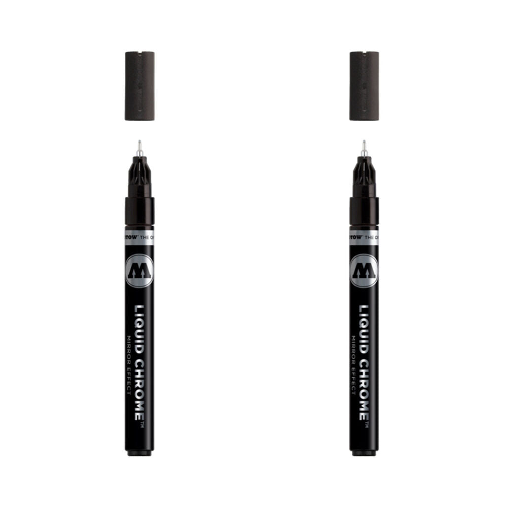 Molotow High Gloss Mirrored Effect Liquid Chrome Marker Art Pen 1mm (2 Pack)