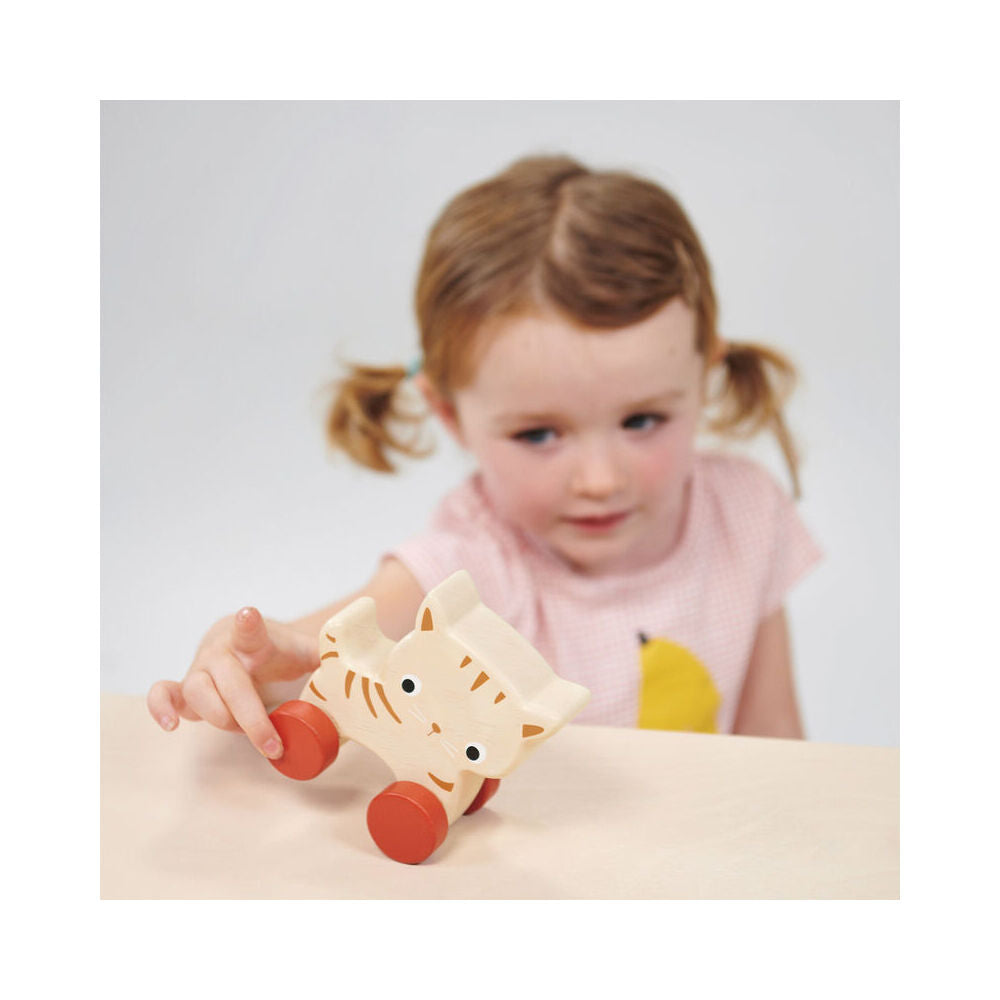 Mentari Kitten On Wheels Pull Along Kids/Children 11cm Play Wooden Toy 6m+ (2 Pack) — image 3