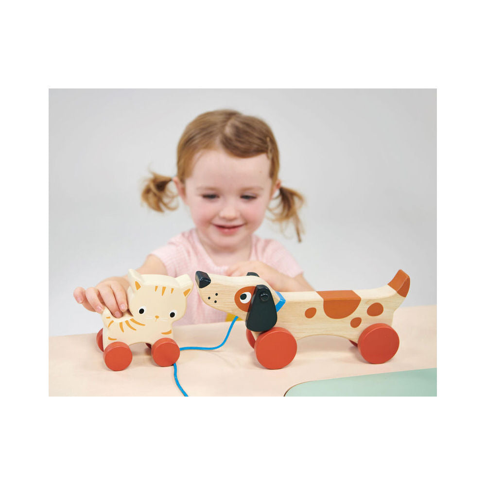Mentari Kitten On Wheels Pull Along Kids/Children 11cm Play Wooden Toy 6m+ (2 Pack) — image 4