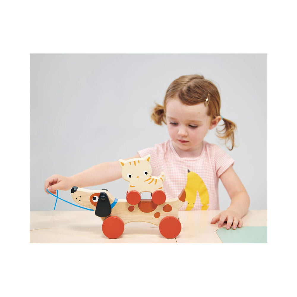 Mentari Kitten On Wheels Pull Along Kids/Children 11cm Play Wooden Toy 6m+ (2 Pack) — image 5