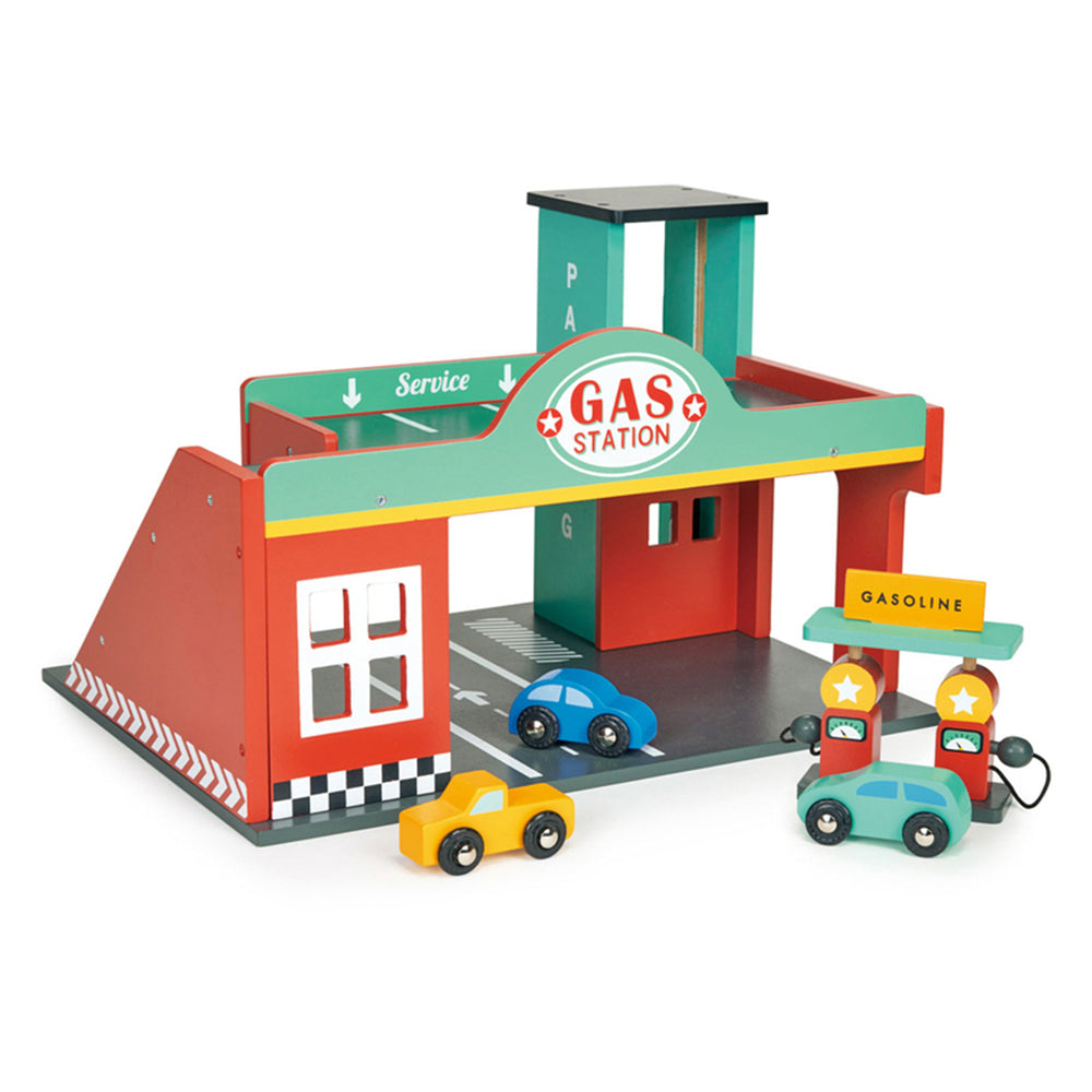 Mentari Gas Station Garage Playful Set Kids/Children 36x26cm Wooden Toy 3y+