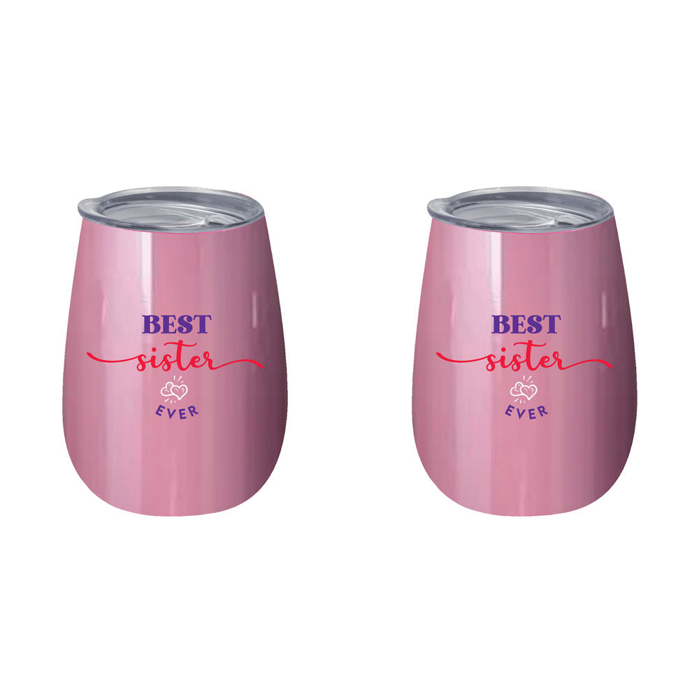 LMD Best Sister Ever 360ml Stainless Steel Double Walled Tumbler Insulated Mug (2 Pack)