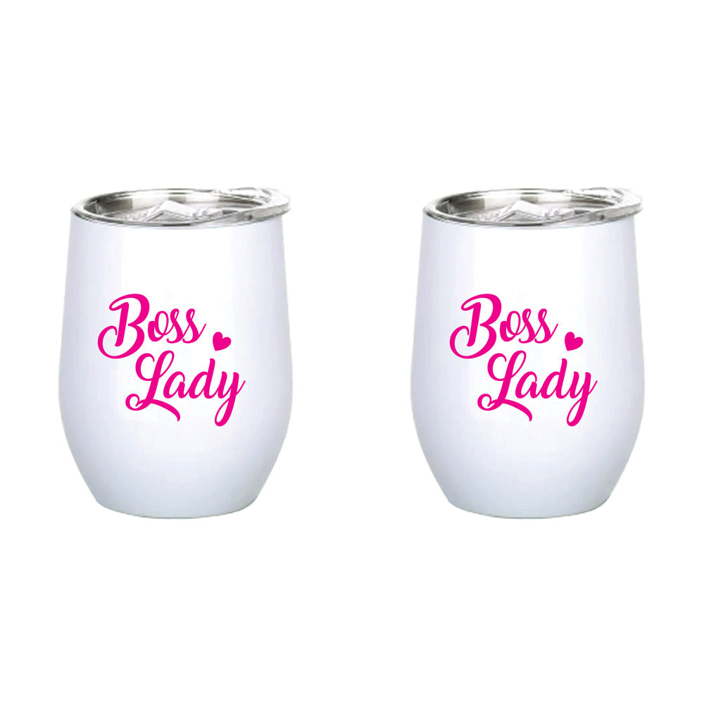 LMD Boss Lady 360ml Stainless Steel Double Walled Travel Tumbler Insulated Mug (2 Pack)