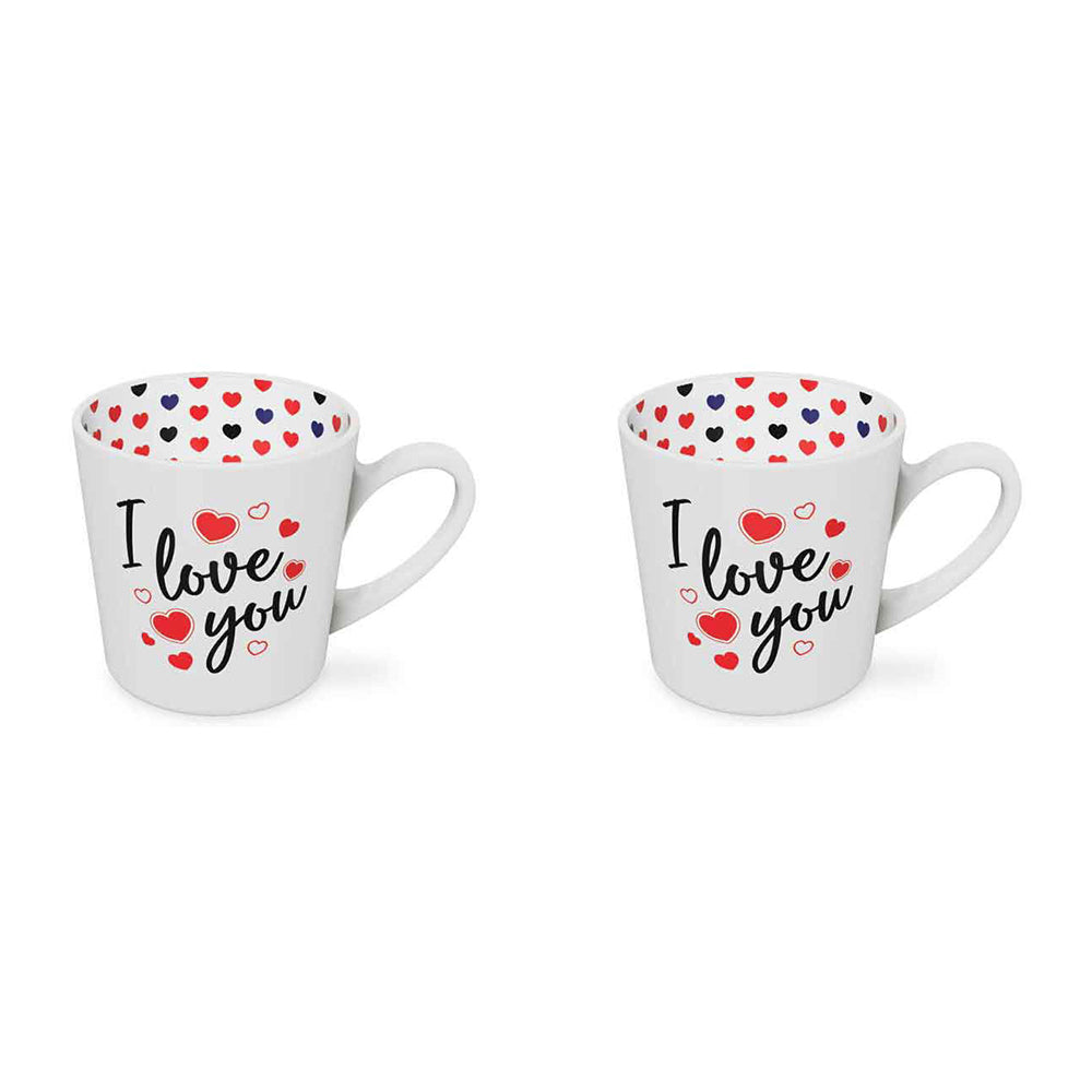 LMD I Love You Beautiful on the Inside 420ml/10cm Bone China Coffee Mug w/Handle (2 Pack)