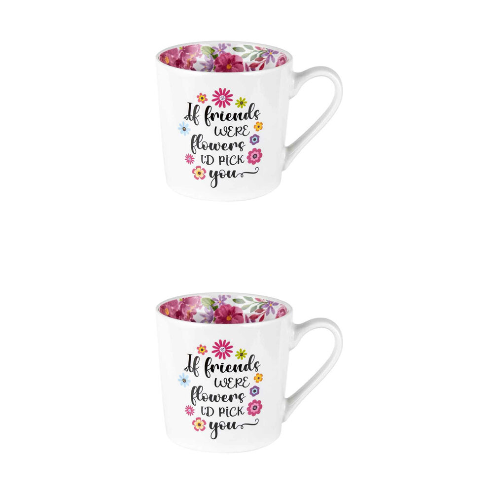 LMD New Bone China Friends Beautiful Inside Drinking Coffee Mug 400ml (2 Pack)