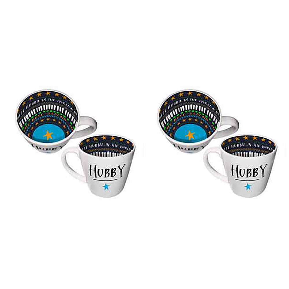LMD Hubby Inside Out Coffee Mug 410ml Novelty Funny Drinking Cup Kitchenware (2 Pack)