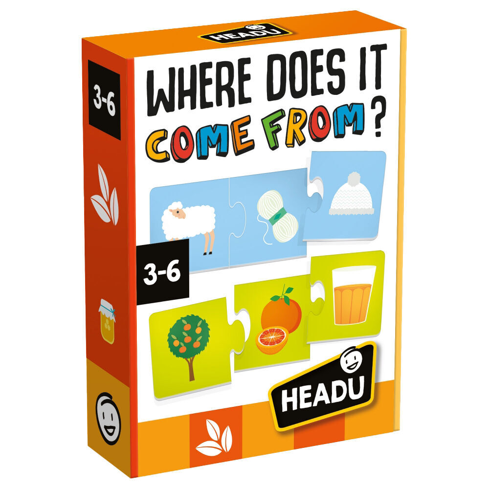 Headu Where Does It Come From Puzzle 20.5cm Kids Educational Flash Cards 3-6y