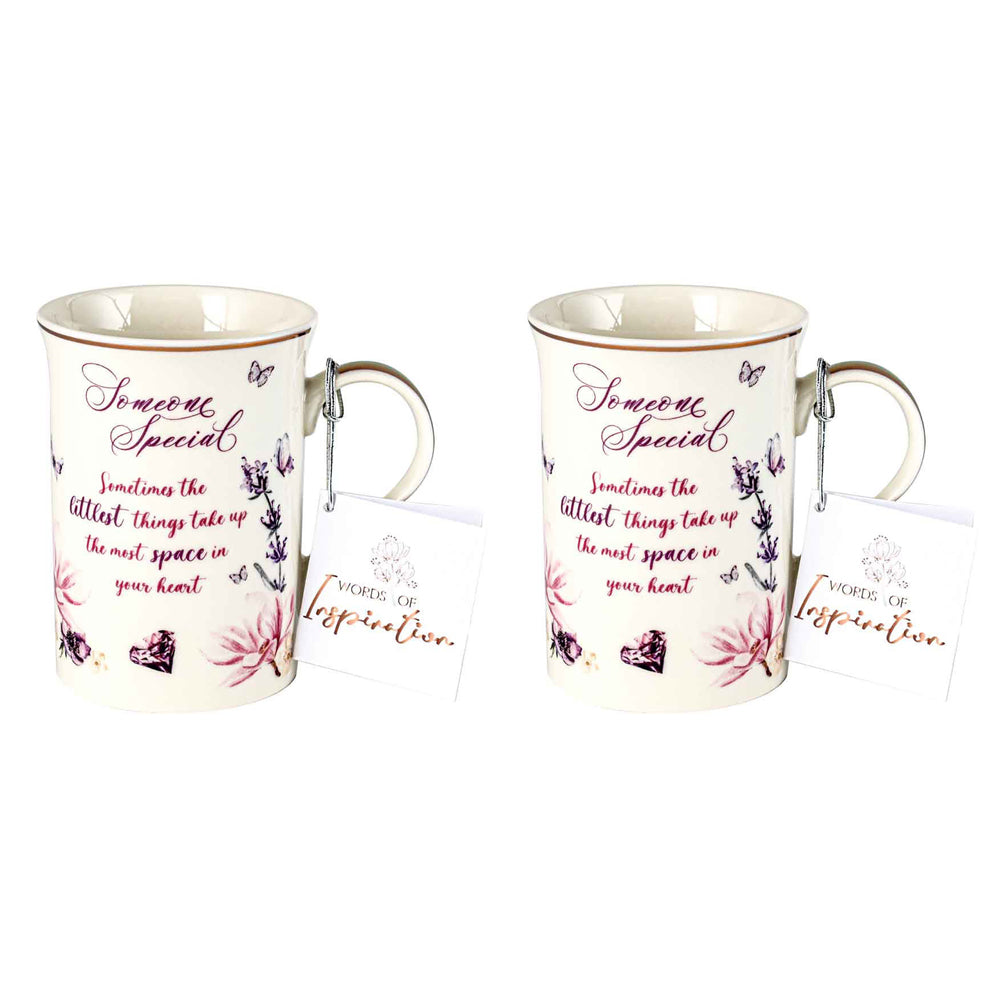 LMD Someone Special Inspiration Print Coffee Mug 360ml New Bone China Cup (2 Pack)