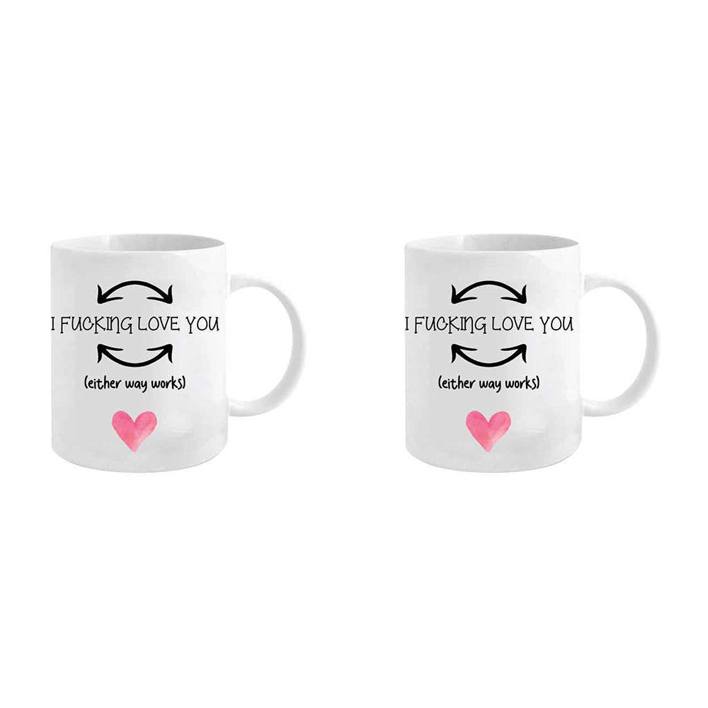 LMD I F**king Love You 360ml Ceramic Coffee/Tea Mug Water Drinking Cup w/Handle (2 Pack)