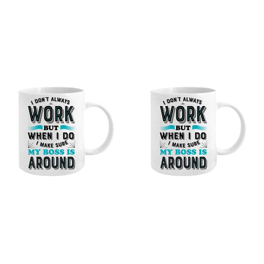 LMD I Don't Always Work but When I Do I Make Sure 360ml Ceramic Mug Cup w/Handle (2 Pack)