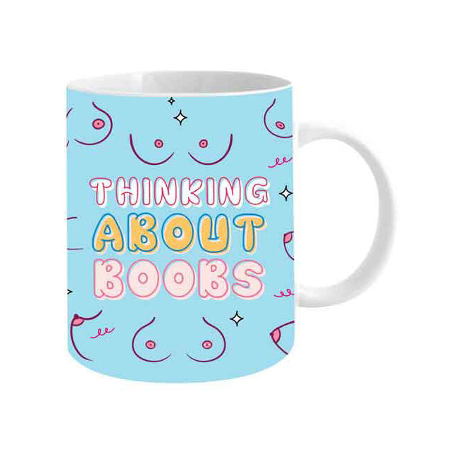 LMD Thingk About Boobs 360ml Ceramic Milk Coffee/Tea Mug Drinking Cup w/Handle (2 Pack)
