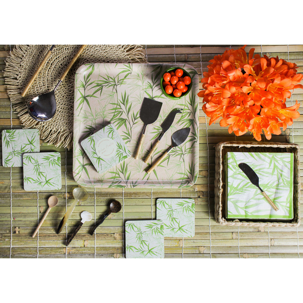 LVD Melamine/Bamboo Food/Drink Square Serving Tray/Platter 33x33cm Leaves — image 2