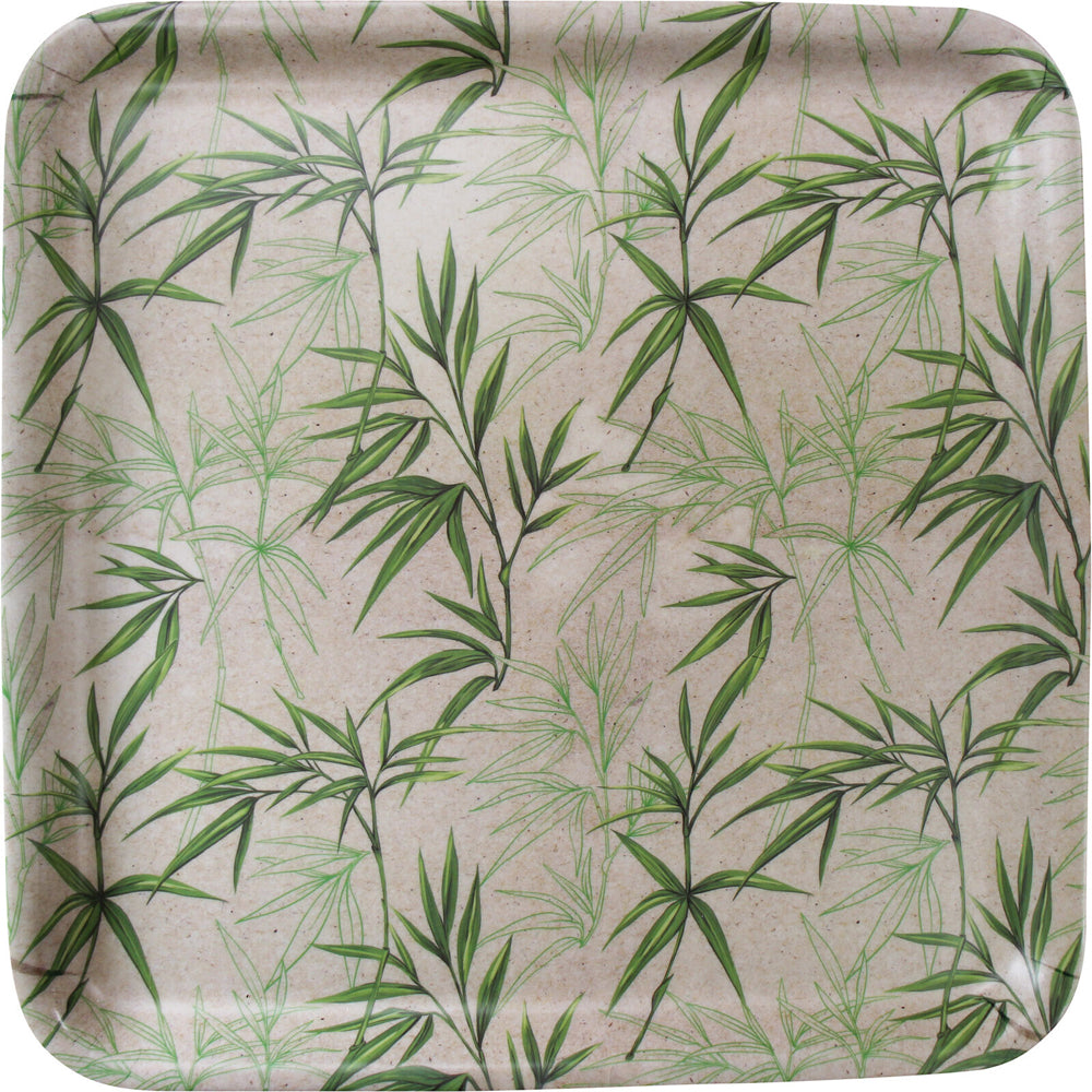 LVD Melamine/Bamboo Food/Drink Square Serving Tray/Platter 33x33cm Leaves