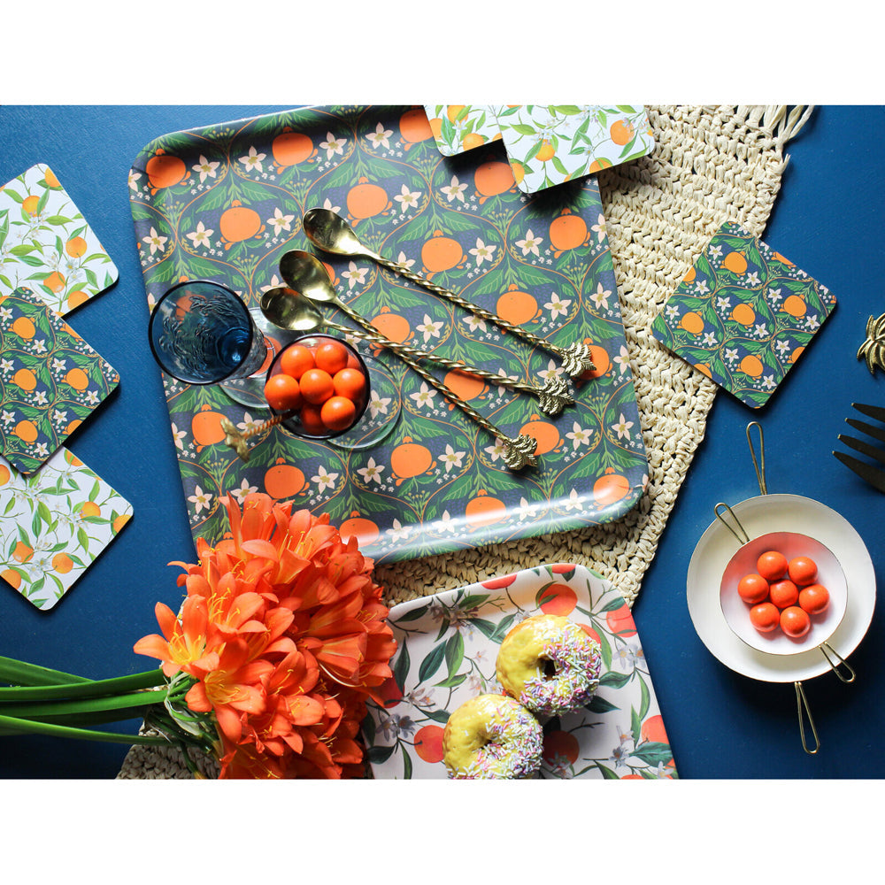LVD Melamine/Bamboo Square Tray Orange Blossom Home/Kitchen Decor 33x33cm — image 2