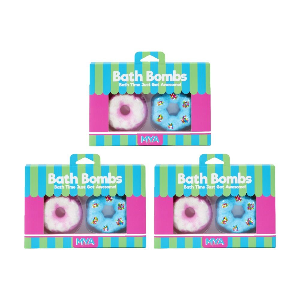 Mya 2pc MYA Bath Bombs Donut Fragrant Fizzy Gift Kids/Children Multicolour 8y+ (3 Pack)