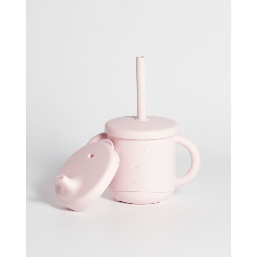 MY Pure Silicone Baby/Toddlers 3-in-1 Sippy Drinking Cup Set Blush 6M+